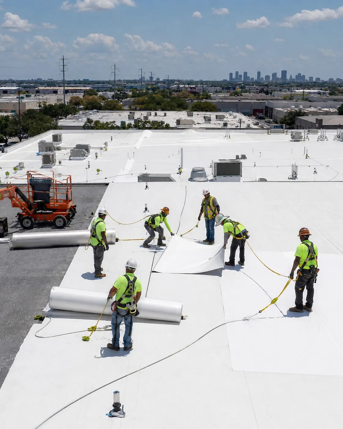 Experienced roofer inspecting flashing and roof valleys for weather-related failure points
