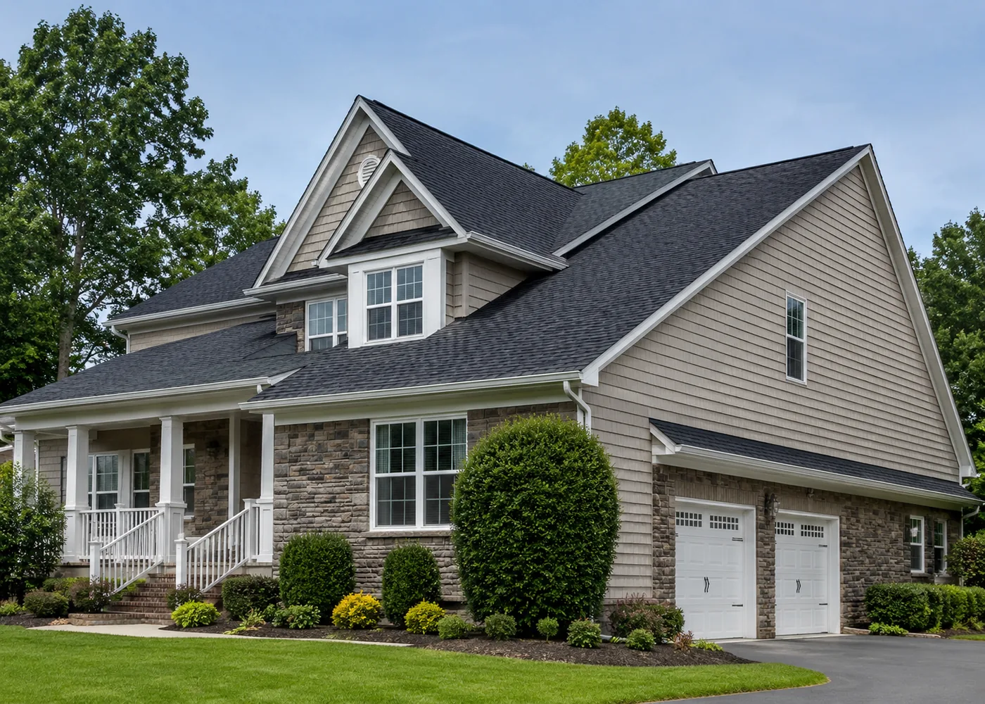 Roof replacement specialists in Madison - WI securing flashing and shingles along a weather-exposed roof edge